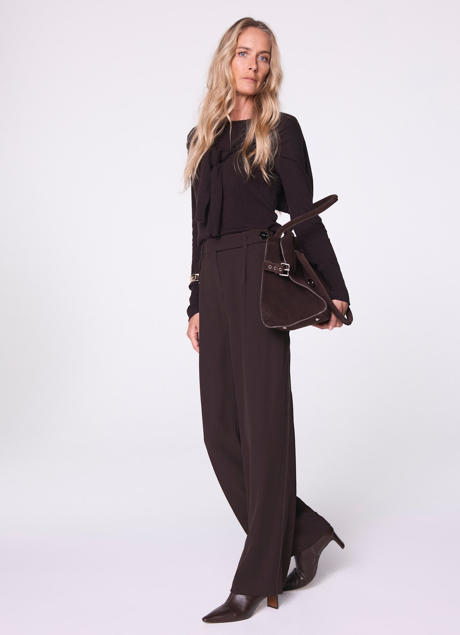 Brown Tailored Wide Trousers