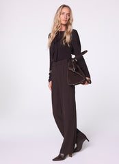 Brown Tailored Wide Trousers