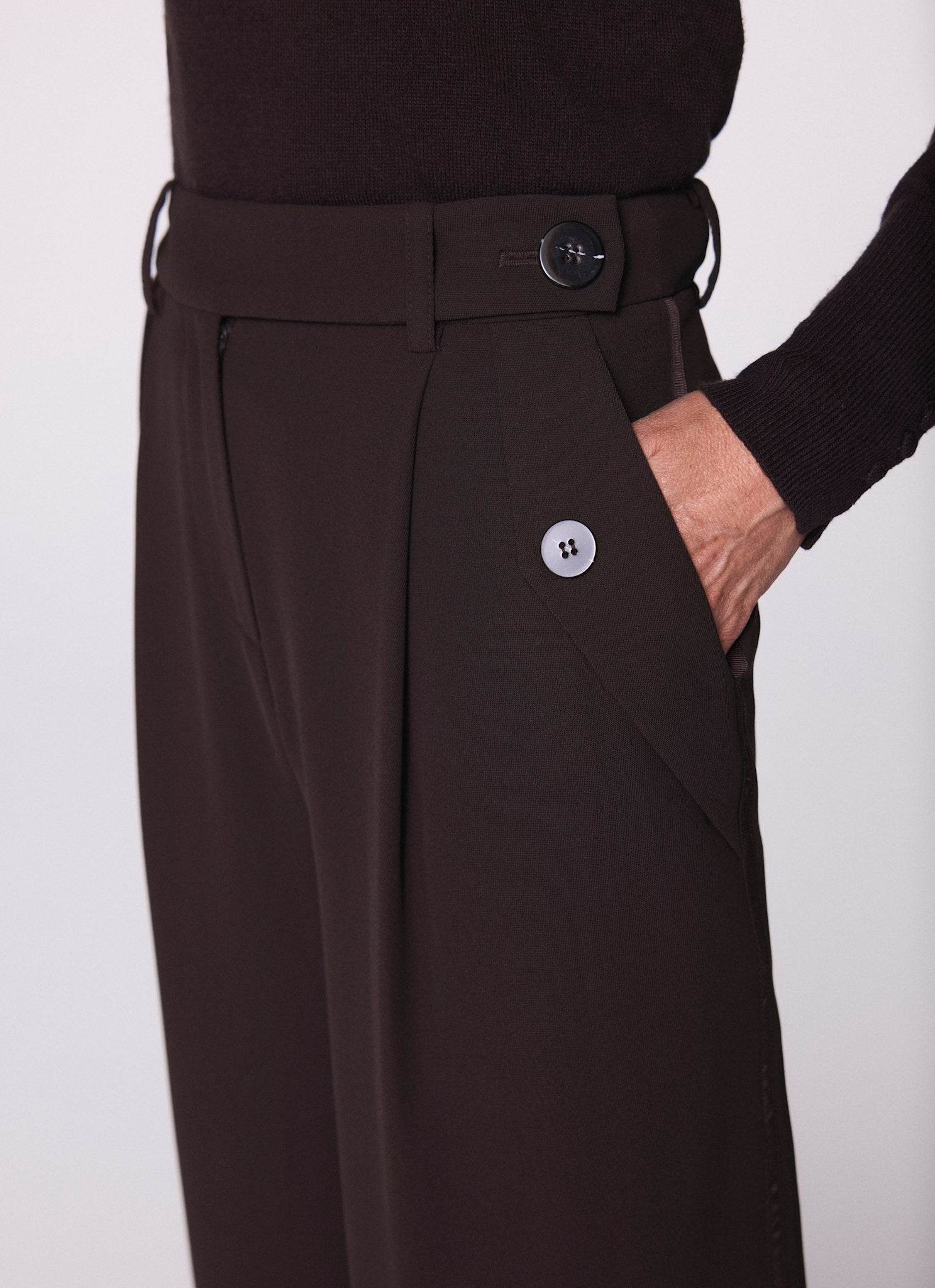 Brown Tailored Wide Trousers