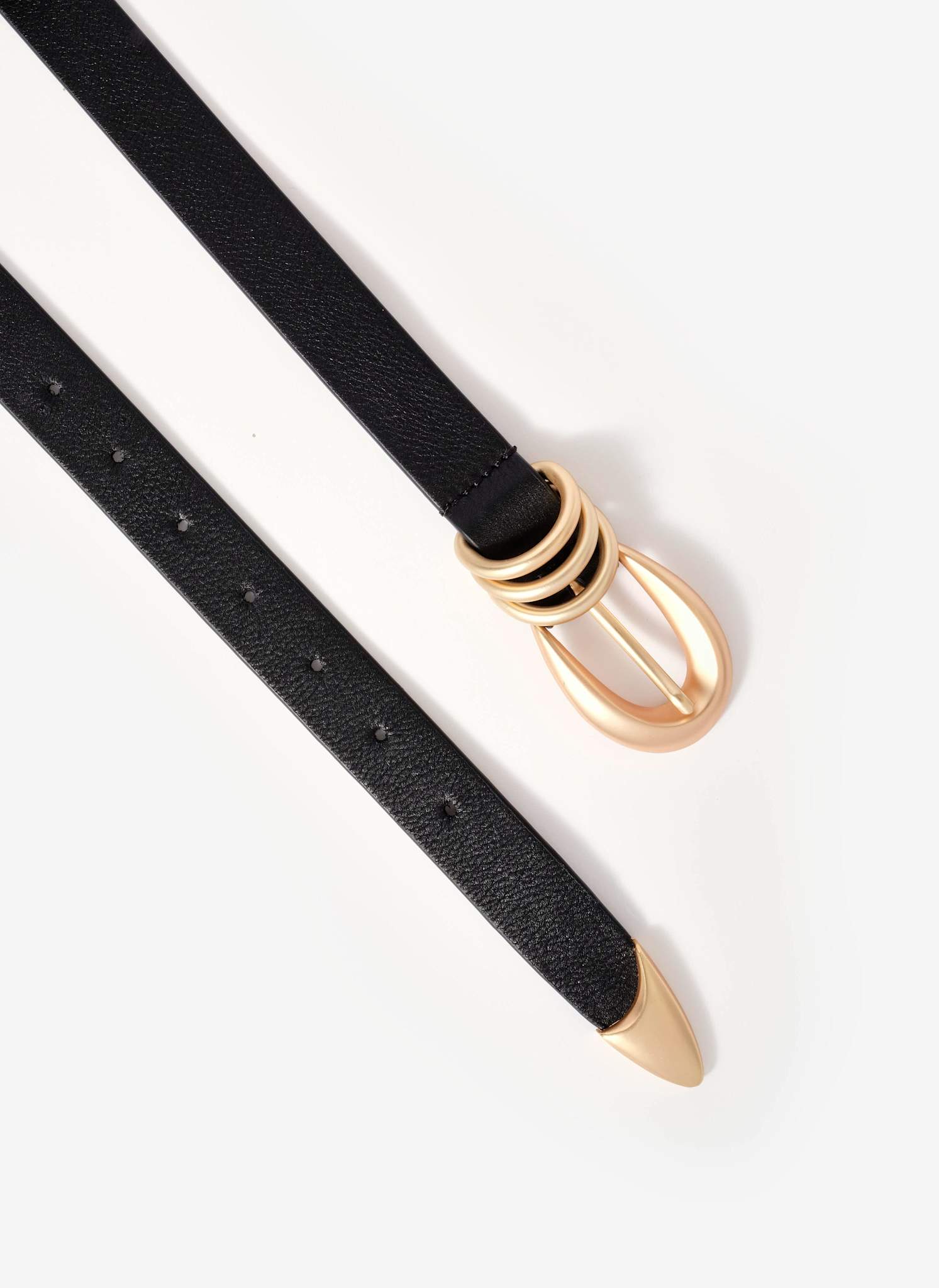 Black Leather Slim Belt