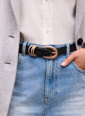 Black Leather Slim Belt