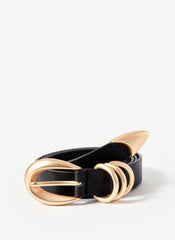 Black Leather Slim Belt