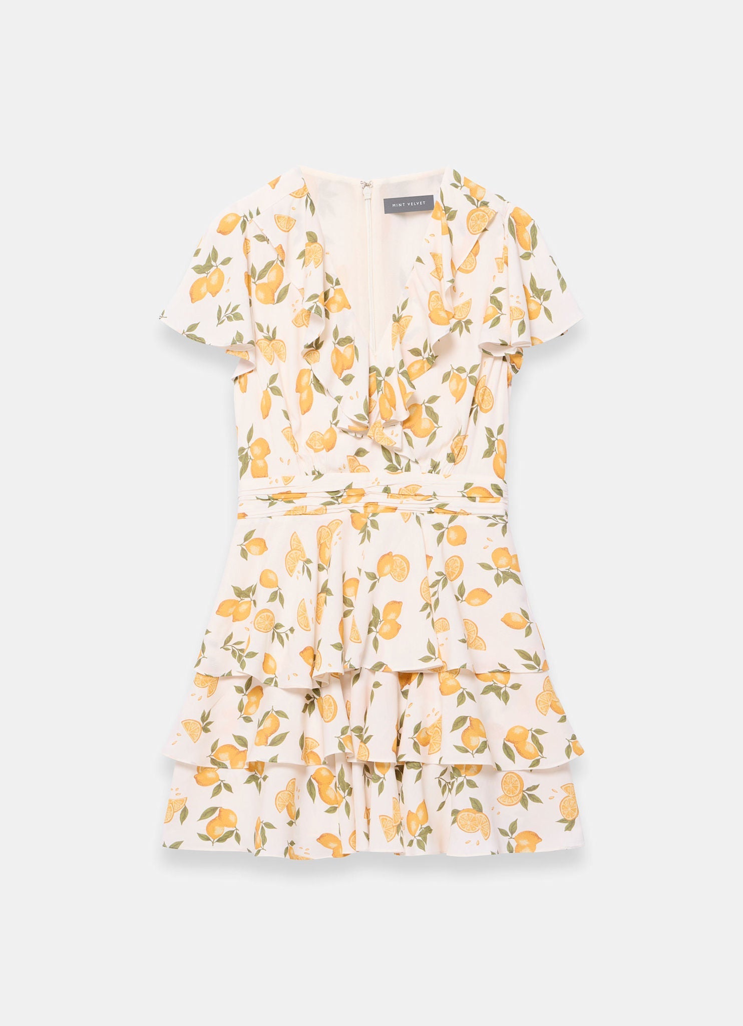 Yellow Lemon Print Mini Dress