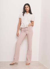 Pink Patch Pocket Flared Jeans