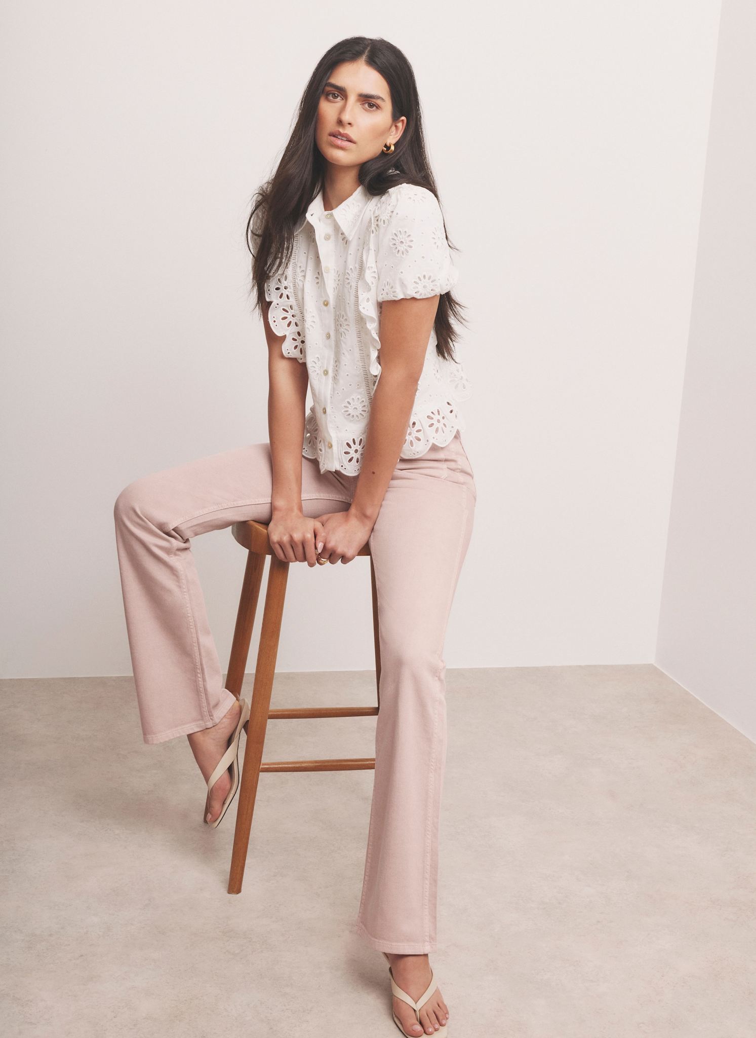 Pink Patch Pocket Flared Jeans