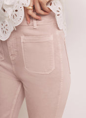 Pink Patch Pocket Flared Jeans