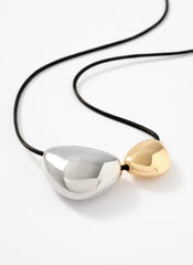 Mixed Metal Rope Pendant Necklace