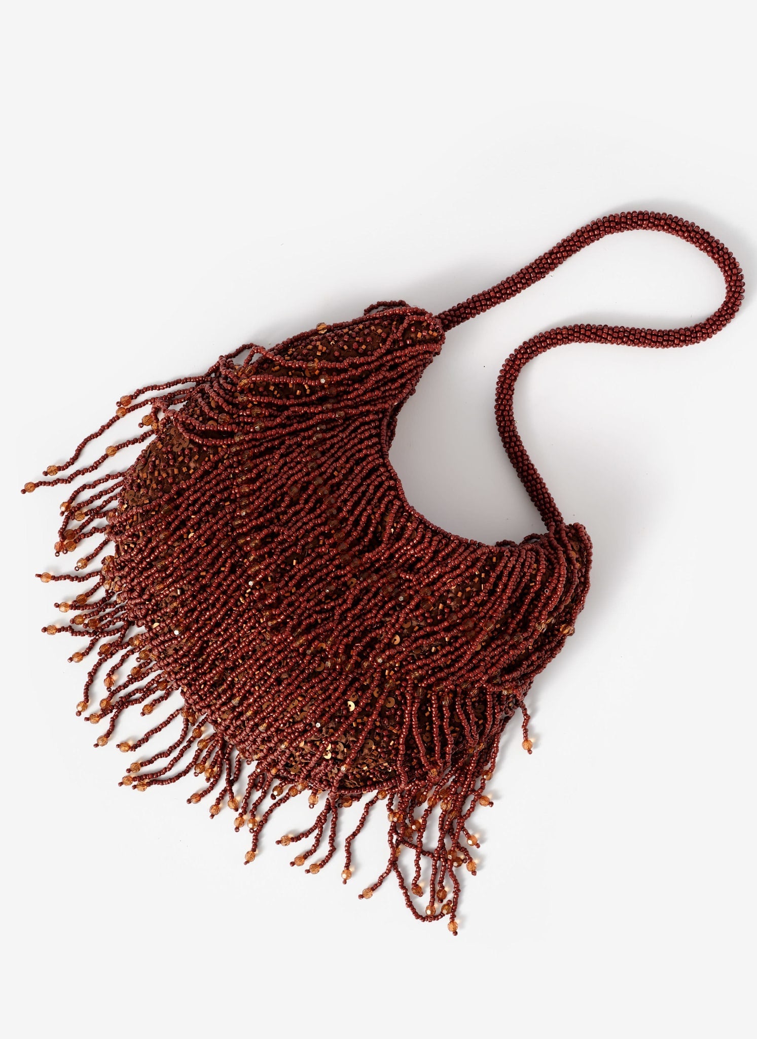 Cleo Brown Beaded Shoulder Bag