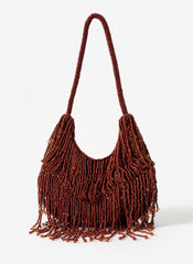 Cleo Brown Beaded Shoulder Bag
