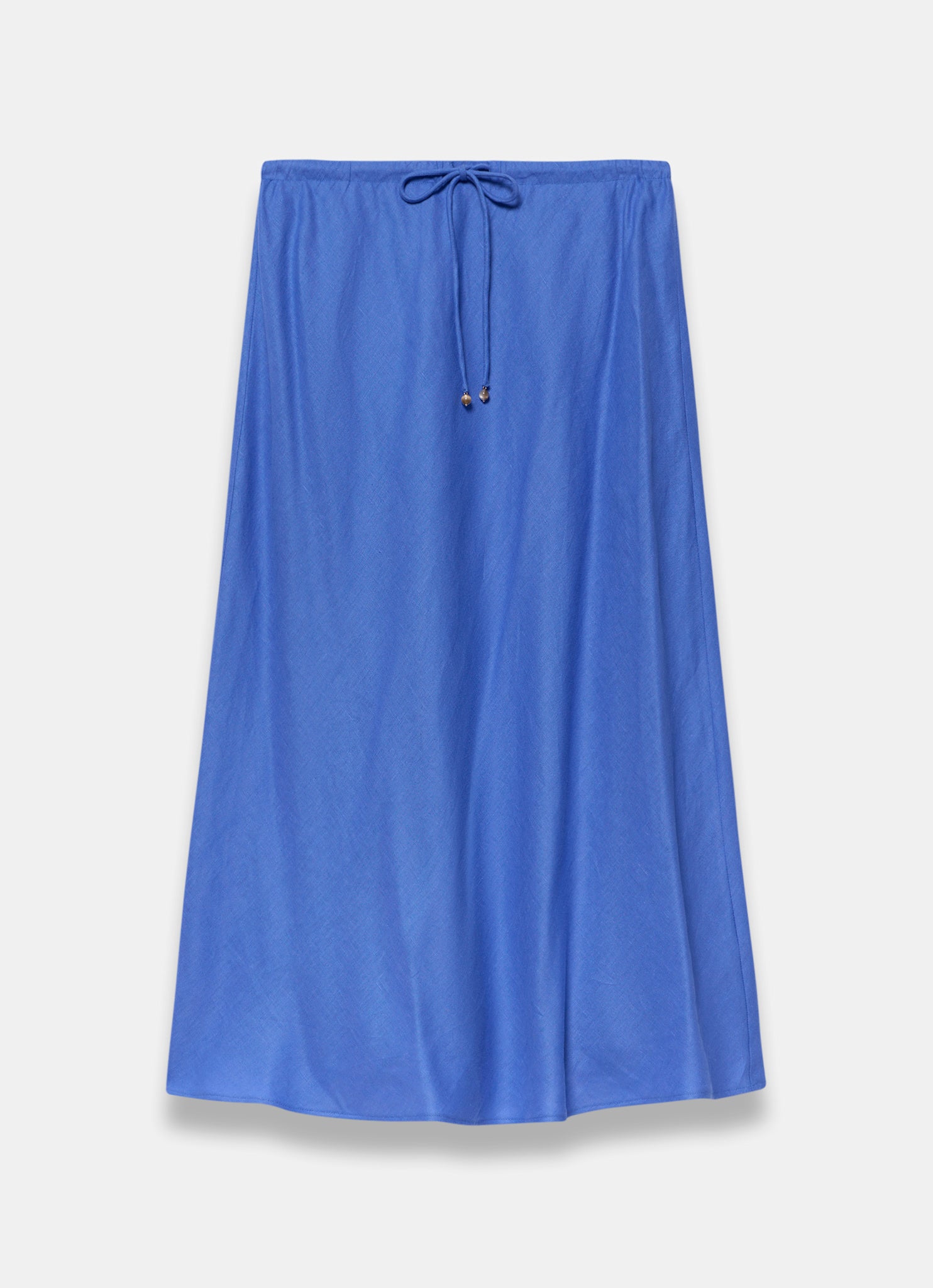 Blue Linen Bias Midi Skirt
