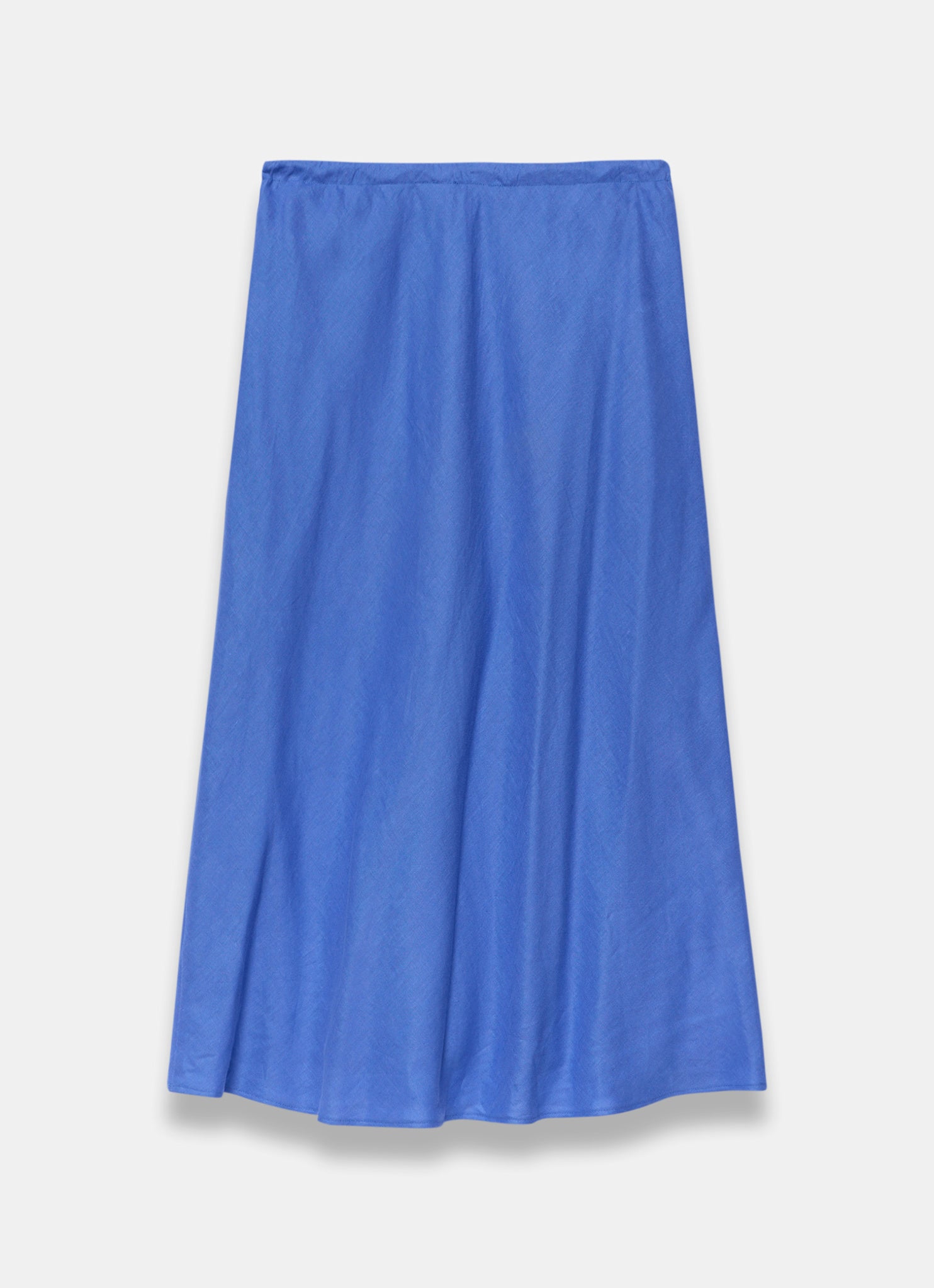 Blue Linen Bias Midi Skirt