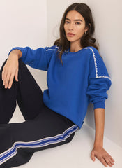 Blue Whipstitch Detail Sweatshirt