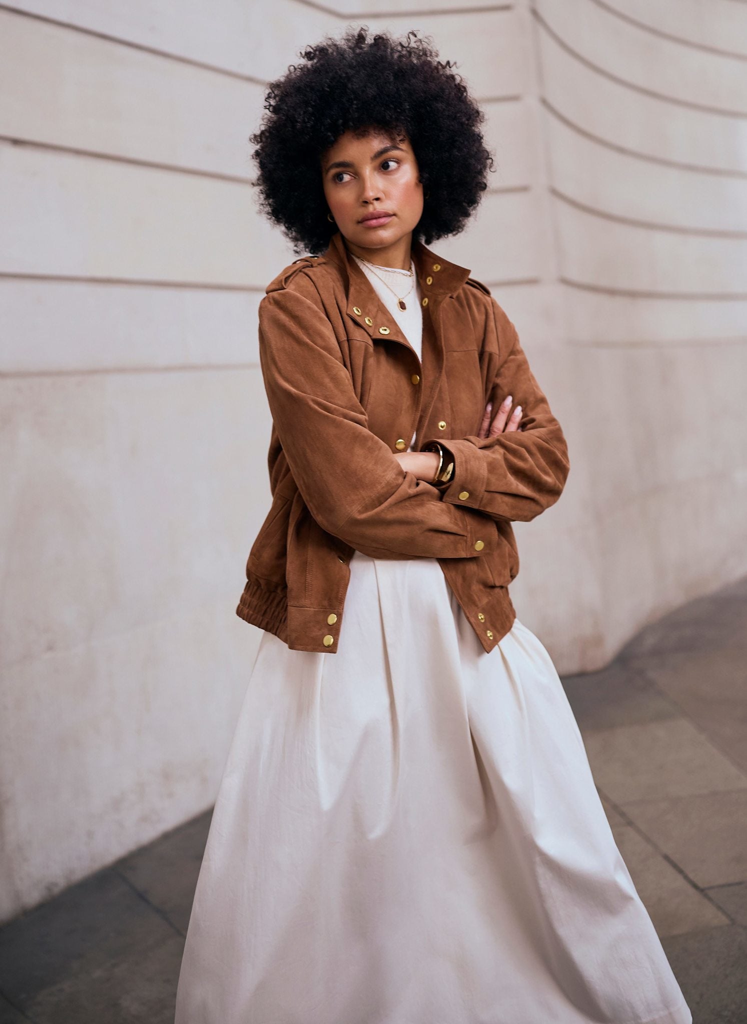 Tan Suede Pilot Bomber Jacket