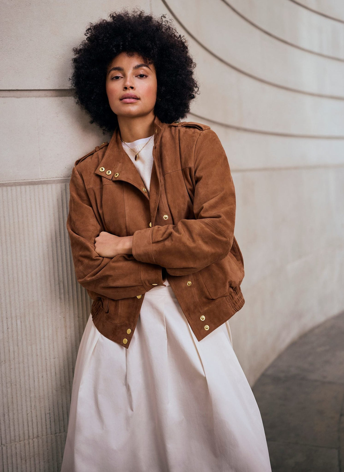 Tan Suede Pilot Bomber Jacket
