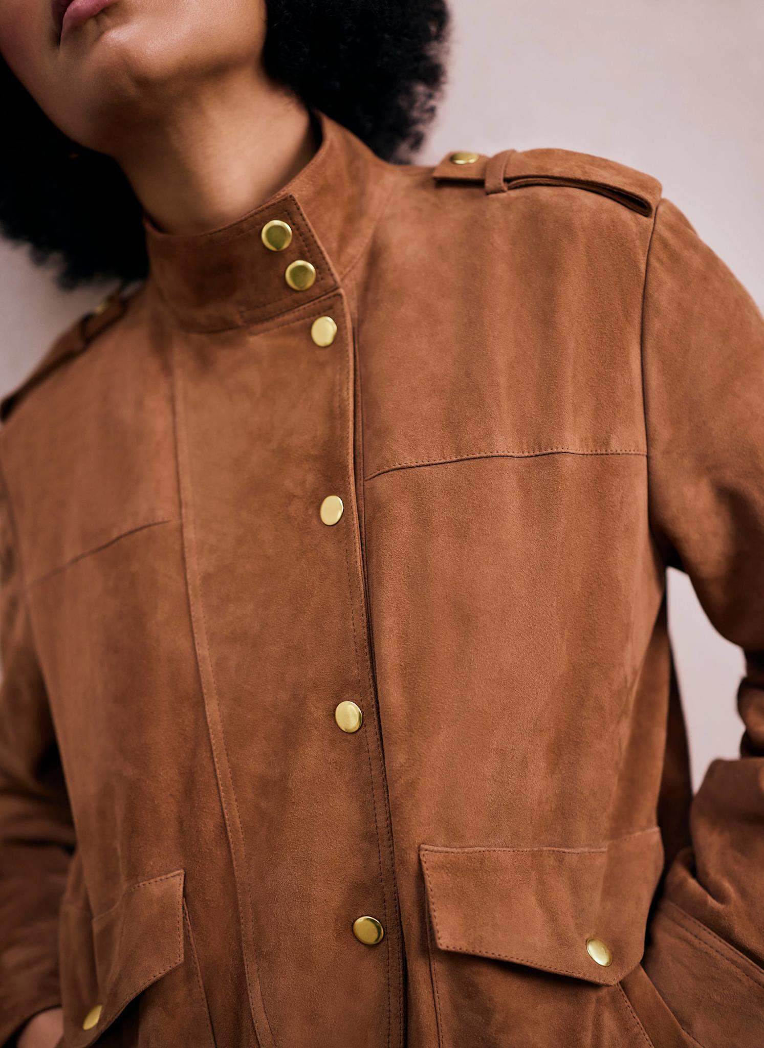 Tan Suede Pilot Bomber Jacket