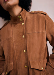 Tan Suede Pilot Bomber Jacket