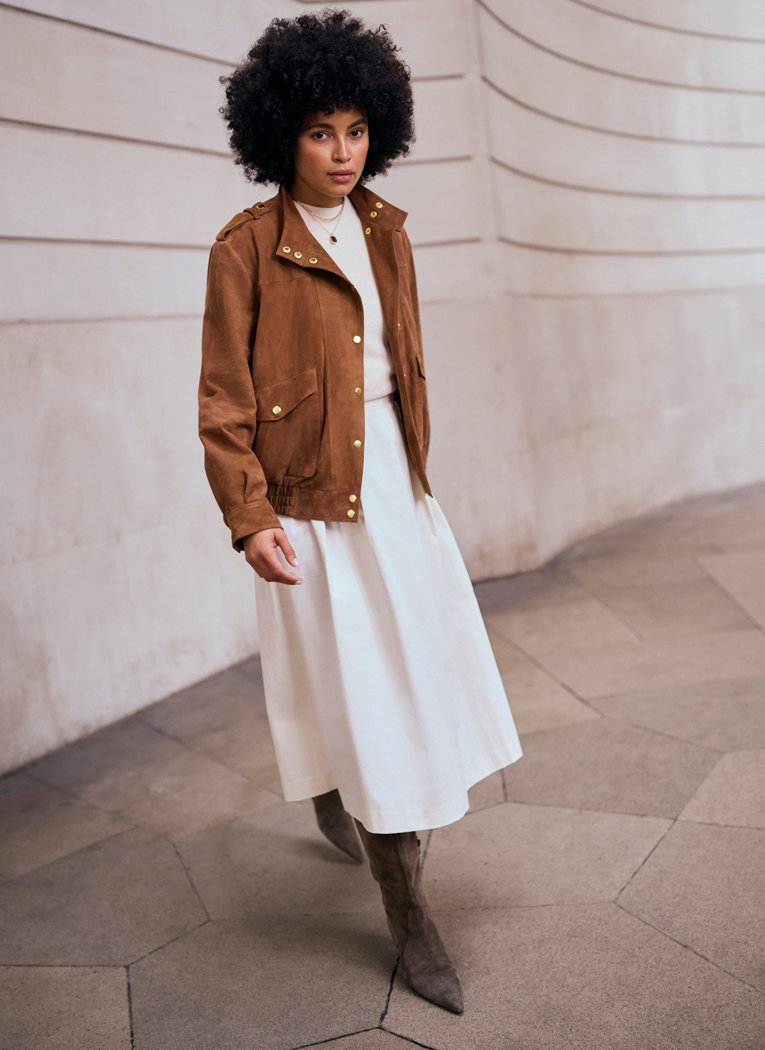 Tan Suede Pilot Bomber Jacket