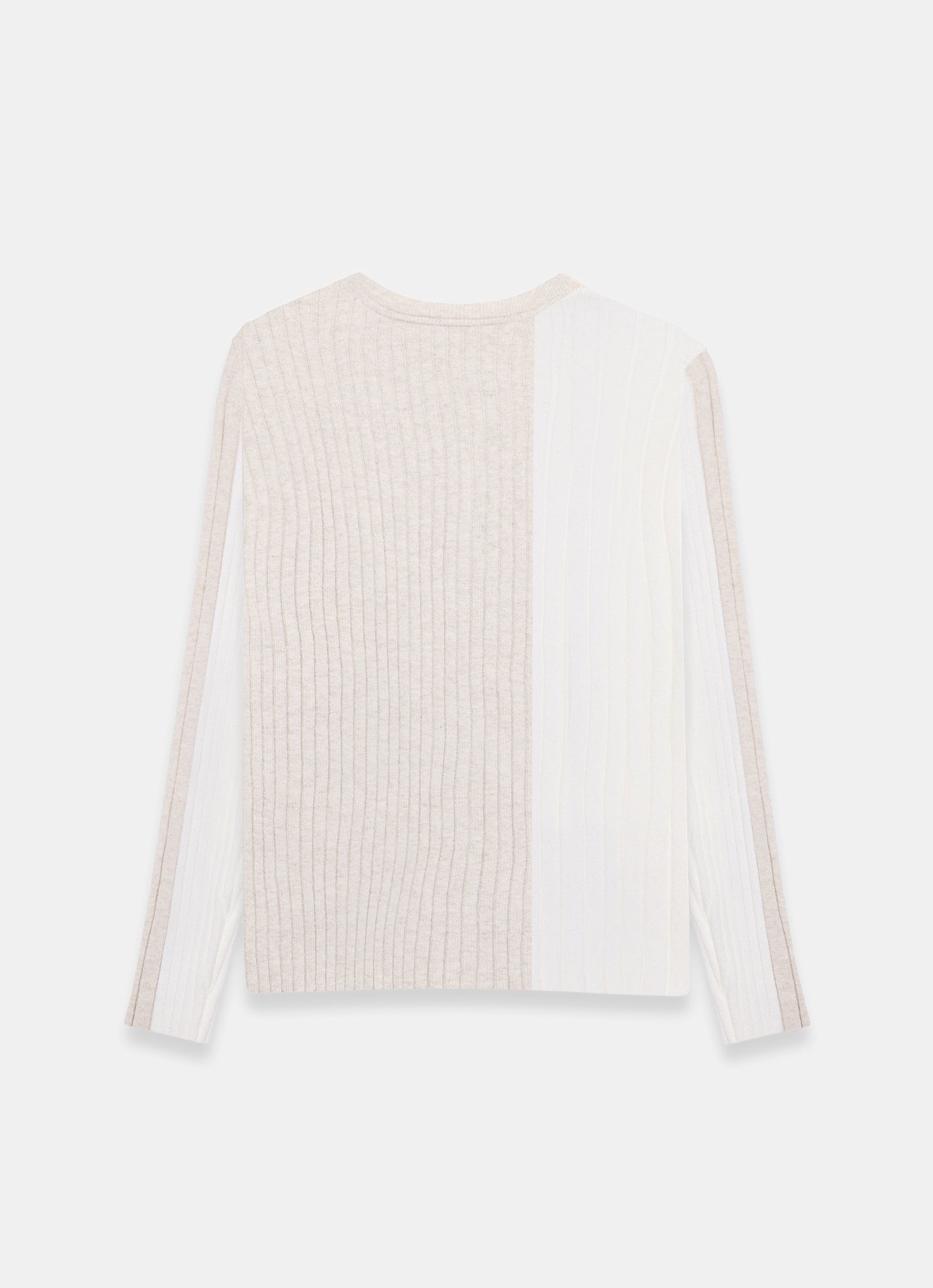 Neutral Colour Block Ribbed Knit Top