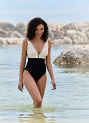 Black Contrast Two Tone Swimsuit