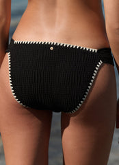 Black Whipstitch Waffle Bikini Bottoms
