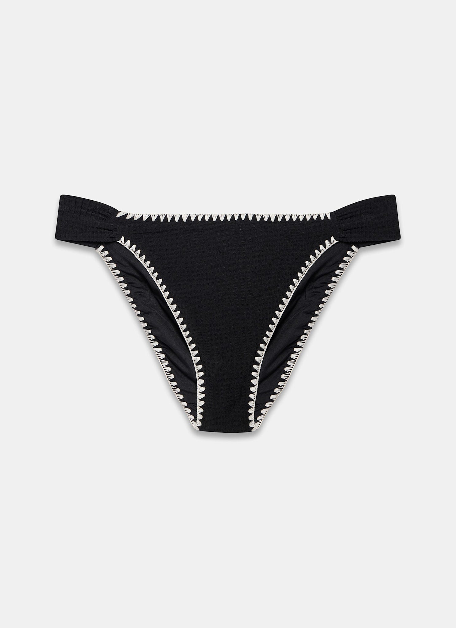 Black Whipstitch Waffle Bikini Bottoms
