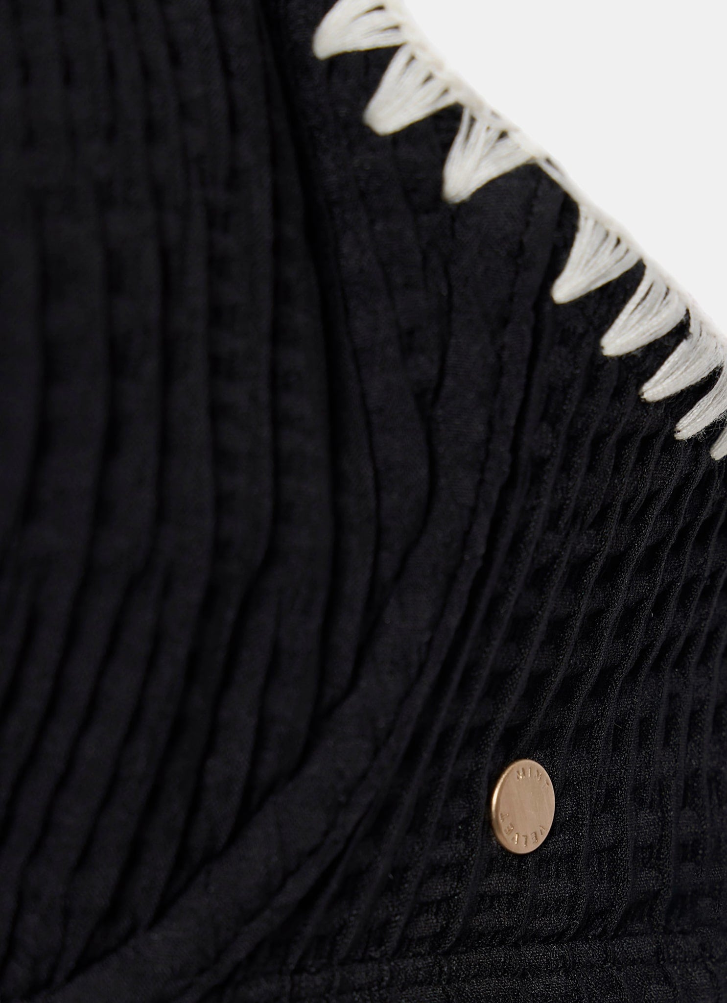 Black Whipstitch Waffle Bikini Top