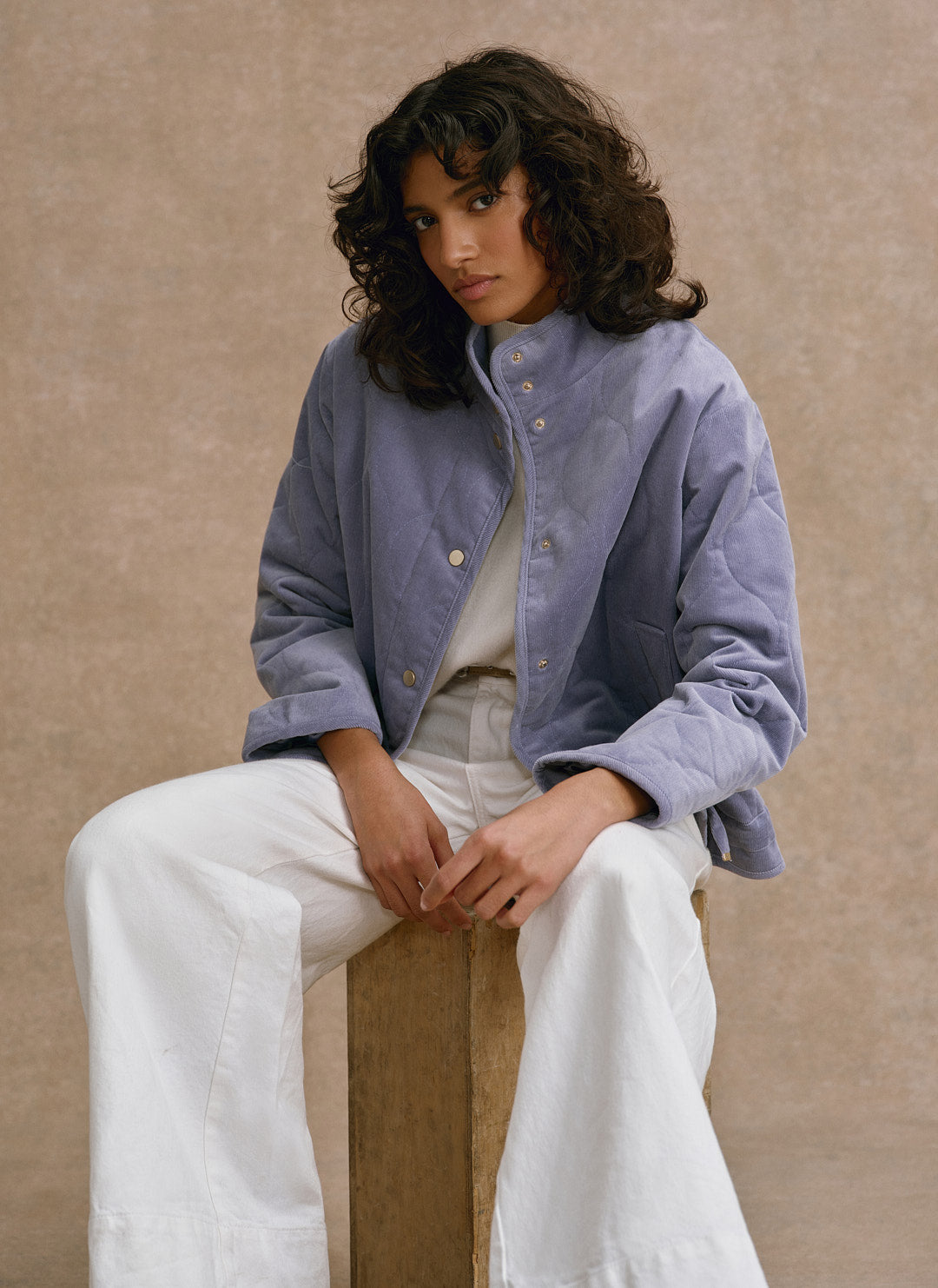 Blue Corduroy Quilted Jacket