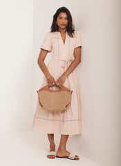 Pink Cotton Midi Dress