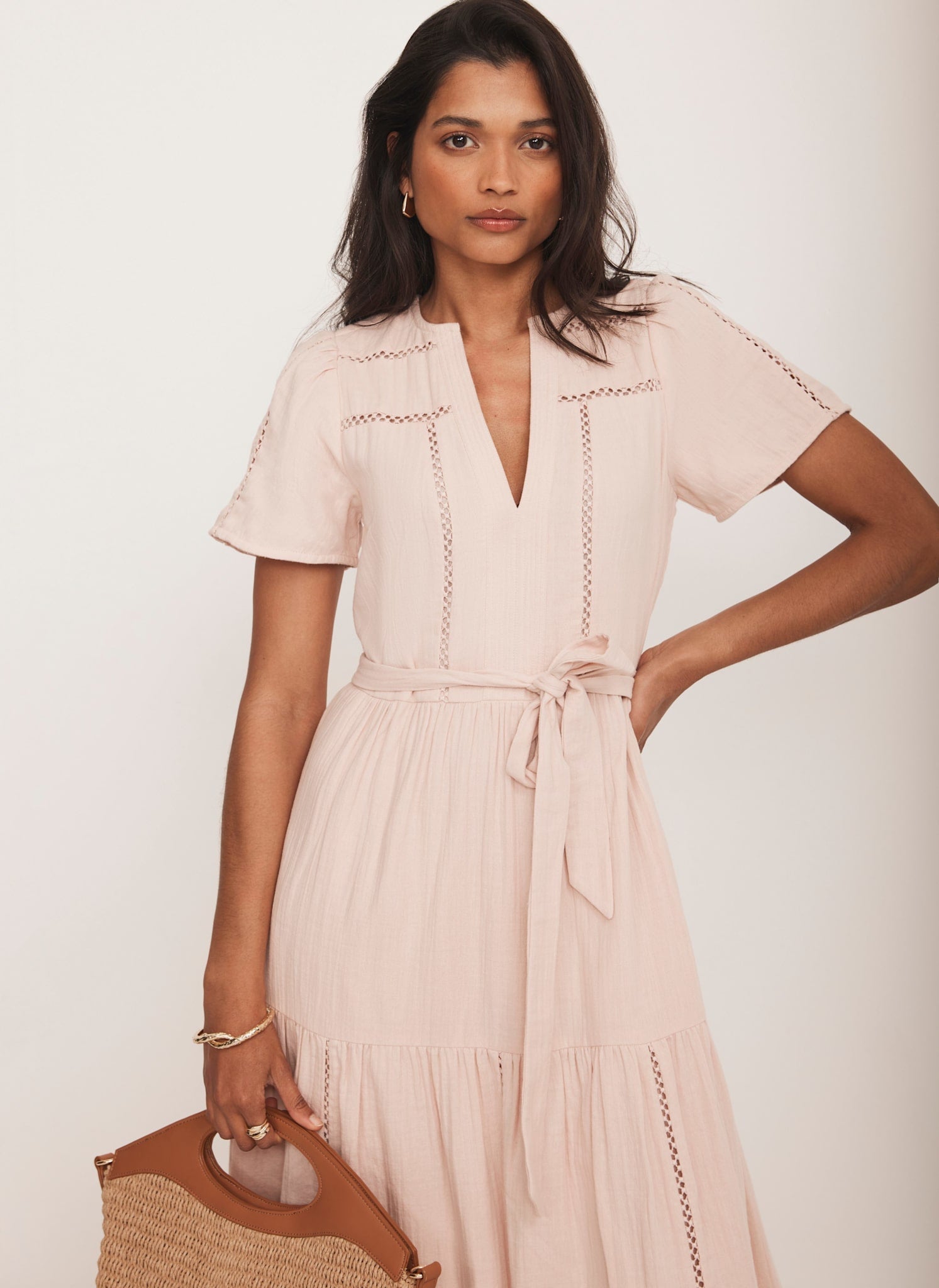 Pink Cotton Midi Dress