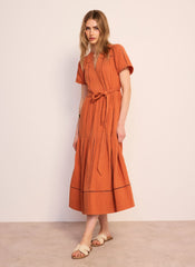 Orange Cotton Cheesecloth Maxi Dress