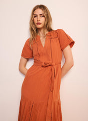 Orange Cotton Cheesecloth Maxi Dress