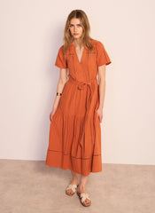 Orange Cotton Cheesecloth Maxi Dress