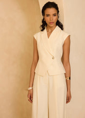Cream Asymmetric Tailored Waistcoat