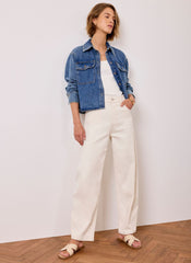 Cream Barrel Leg Jeans