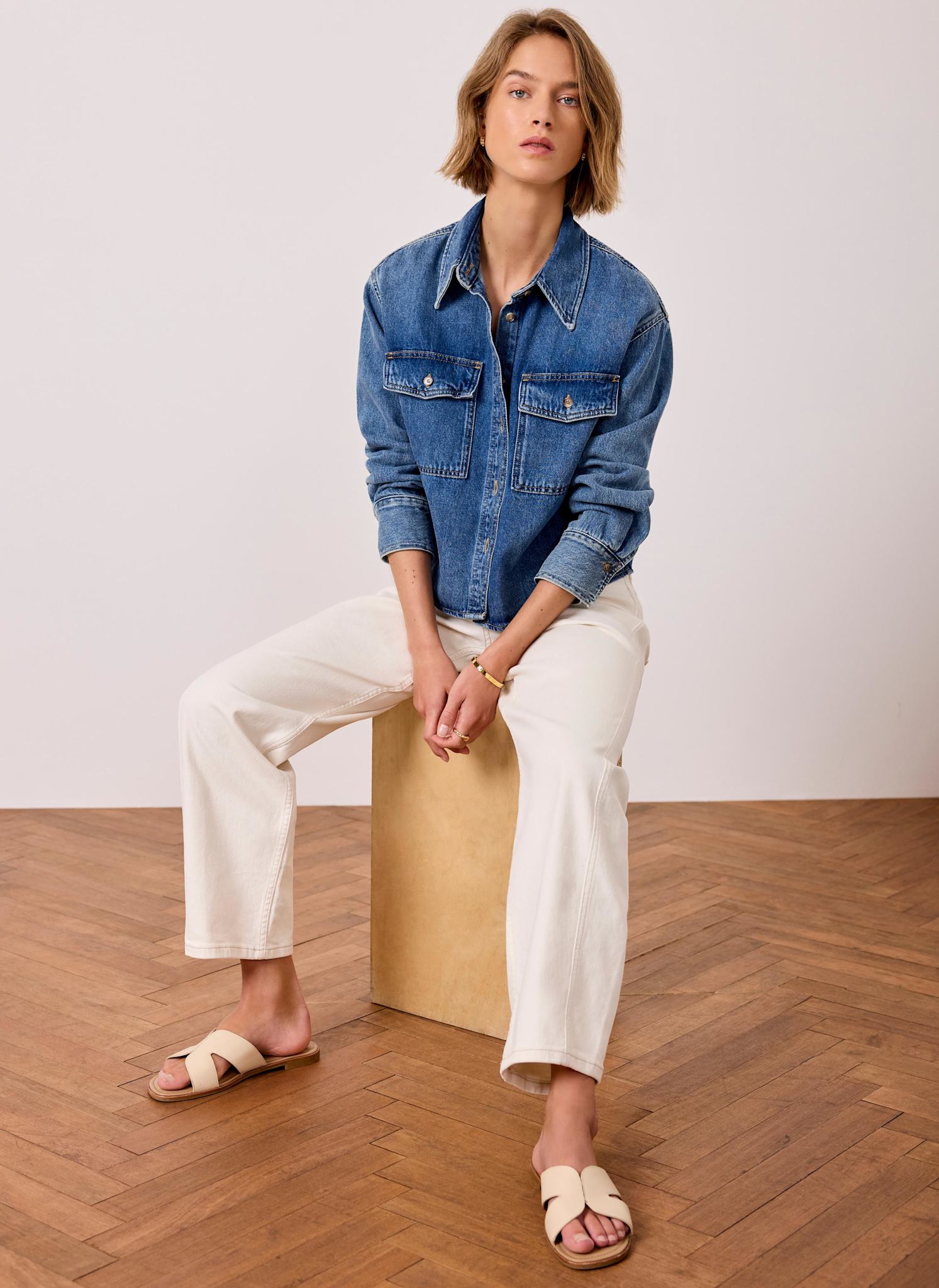 Cream Barrel Leg Jeans