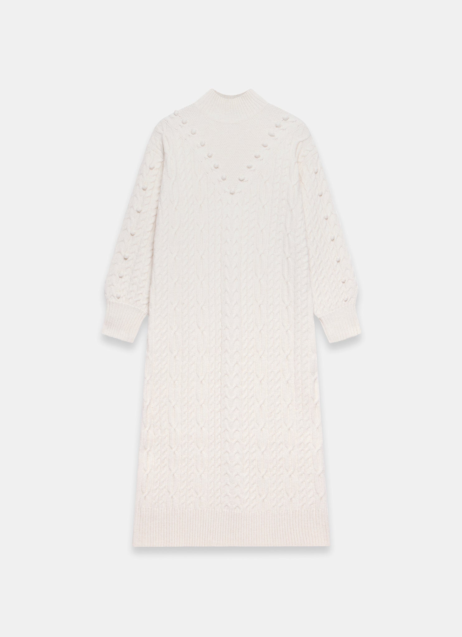 Cream Bobble Detail Knitted Midi Dress