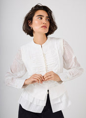 Cream Layered Ruched Detail Shirt