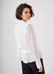 Cream Layered Ruched Detail Shirt