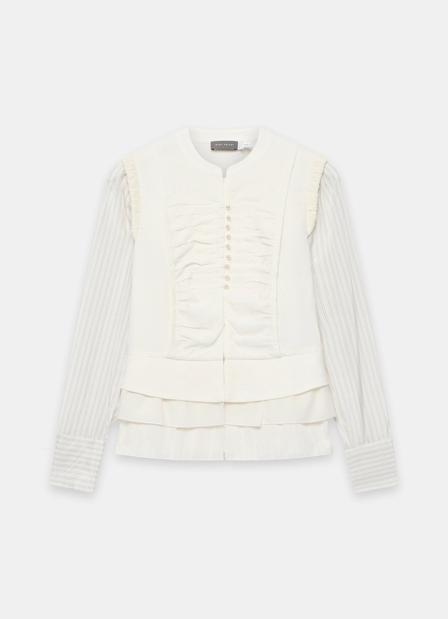 Cream Layered Ruched Detail Shirt