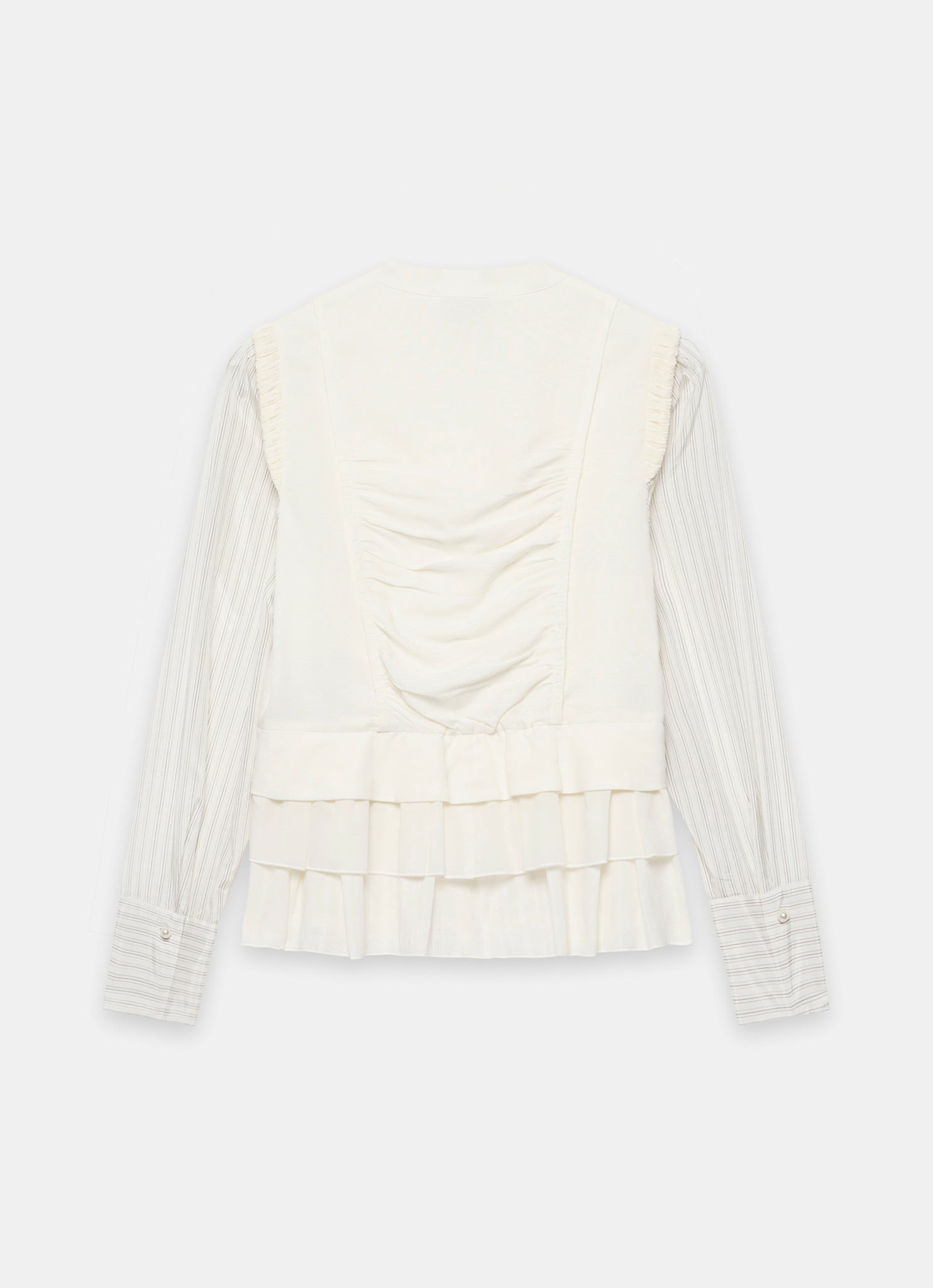 Cream Layered Ruched Detail Shirt