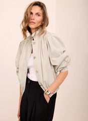 Neutral Cotton Blend Jacket