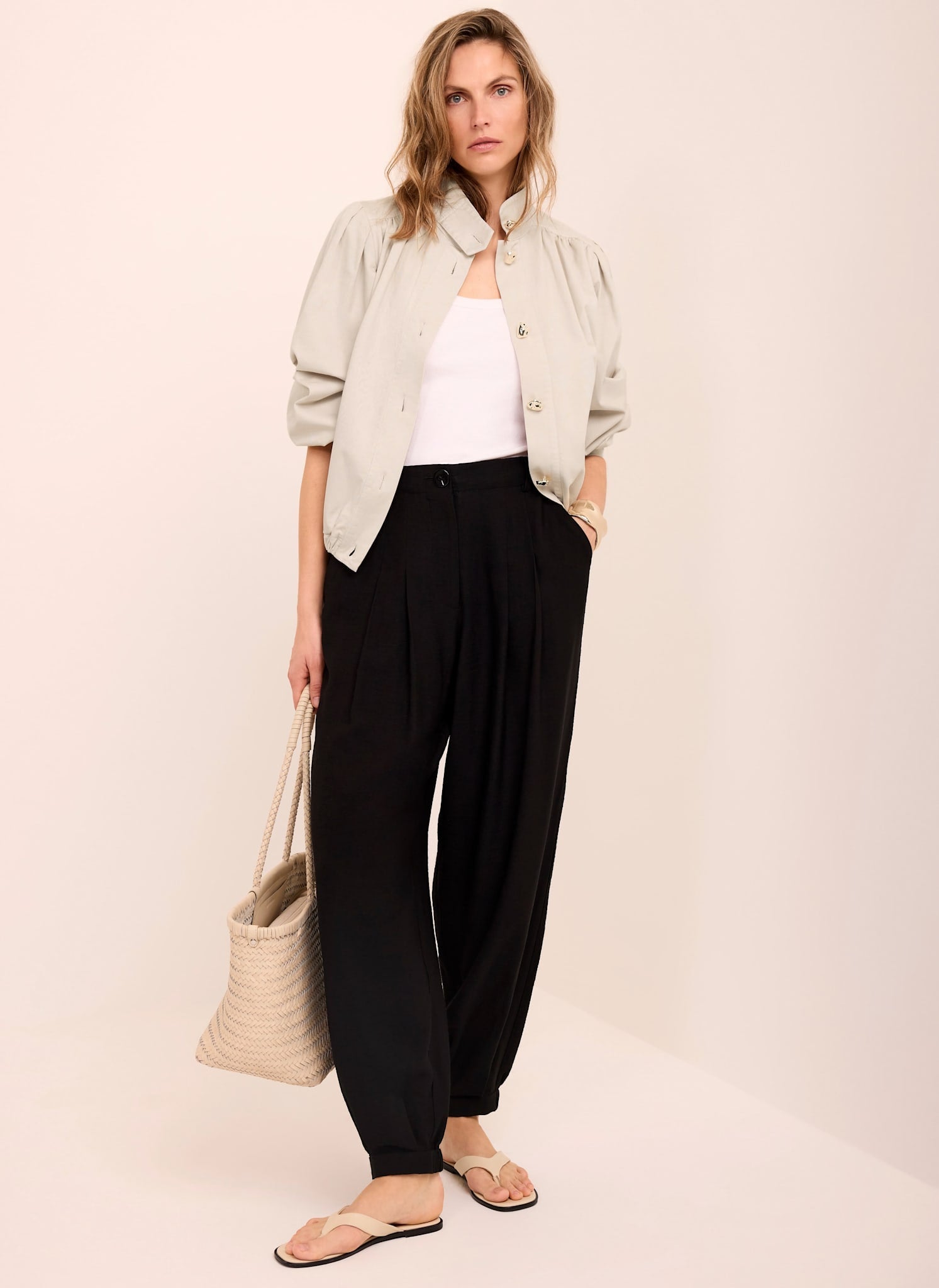 Neutral Cotton Blend Jacket