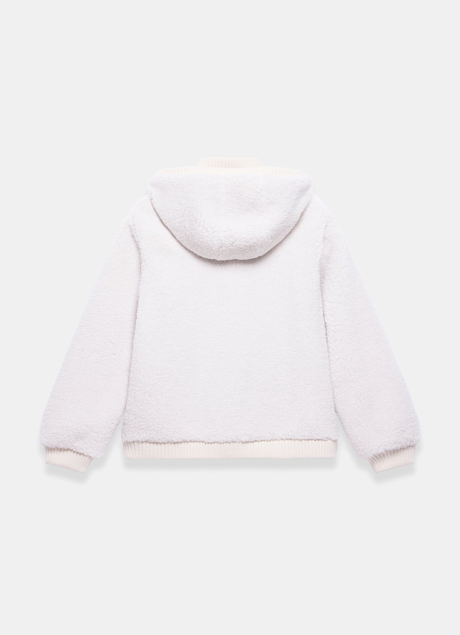 Cream Borg Zip Hood Jacket
