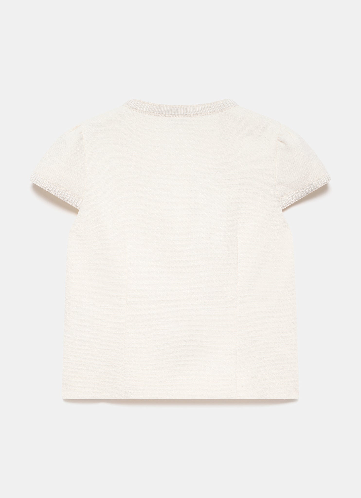 Cream Boucle Bow Detail Top