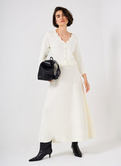 Cream Boucle Knit Midi Dress