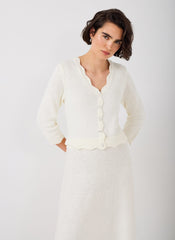Cream Boucle Knit Midi Dress