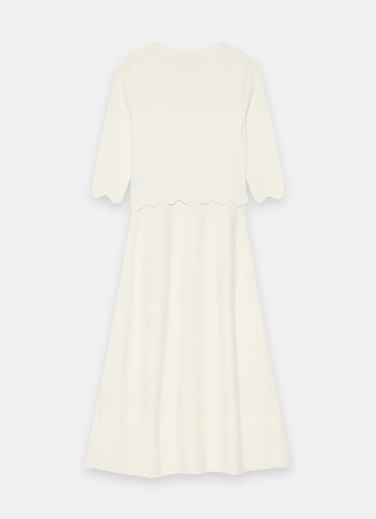 Cream Boucle Knit Midi Dress