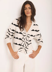 Cream Wool Blend Bow Detail Cardigan