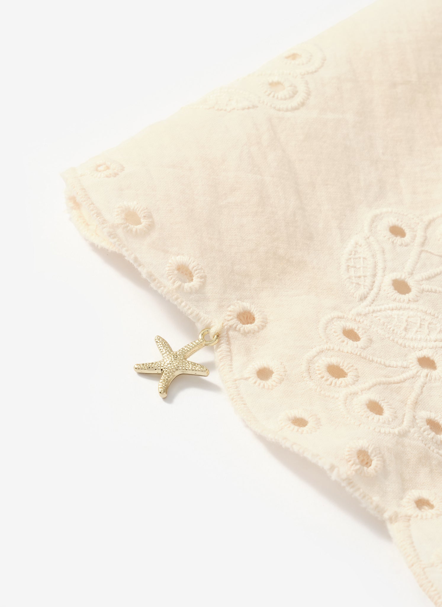 Cream Cotton Broderie Charm Scarf