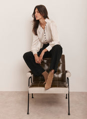 Cream Contrast Satin Blouse